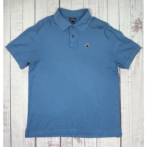 Patagonia Other - Patagonia Polo Shirt Men’s Size L  Organic Cotton Blue Unique Embroidered Logo